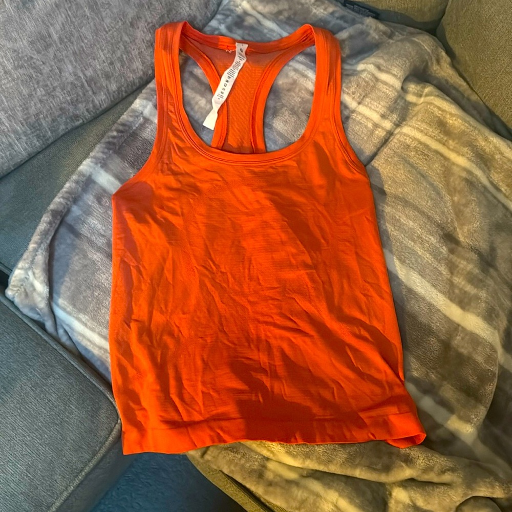 lululemon orange Swiftly Tech Racerback Tank Top 2.0. Waist length